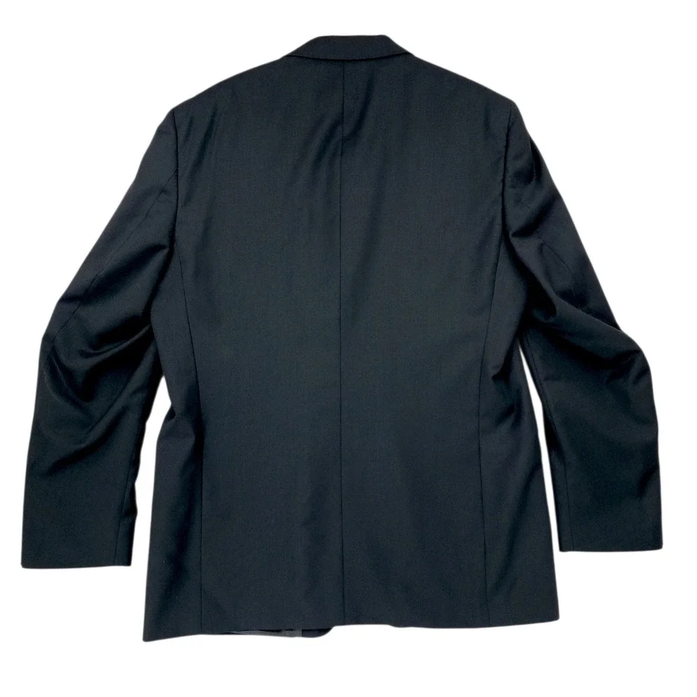 Claiborne Suit 44L 40x32 Men Black 2 pc Wool 3 Button Pleats Professional Formal